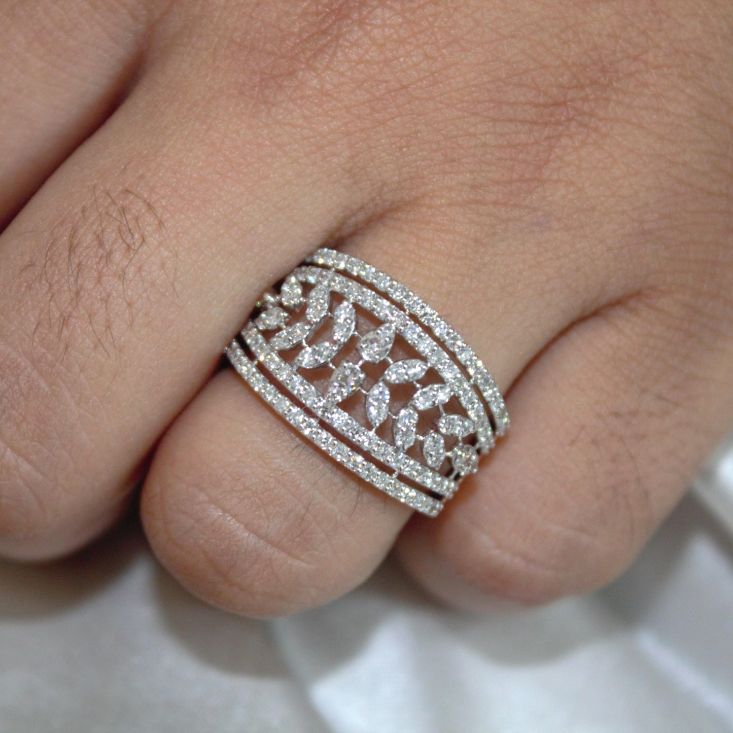 Gold Ring with Tiny Natural Diamond, Shine Pave Diamonds Everyday Wear Engagement Ring for Her, Timeless Gold Band with Genuine Mele Diamond