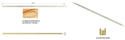 Moissanite Cushion Cut Bracelet, 14k/18k Solid Gold Bracelet, Infinity Tennis Bracelet, Minimalist Bracelet, Wedding Bracelet for Bride