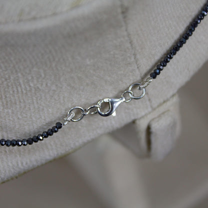 Beautiful Black Moissanite Necklace & Bracelet, 18k Solid Gold Necklace for Her, 16 inch Black Moissanite Necklace, Same Day Shipping