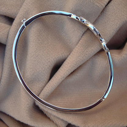 Elegant Moissanite Cuff Bracelet, 925 Sterling Silver Hinged Bangle, Statement Cuff Bangle for Women, Stackable Bracelet, Silver Cuff Bangle