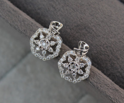 Real Diamond Jewelry Set For Her, IGI Certified Diamond Necklace with Earrings, White Gold Floral Necklace Earring Set, Gift For Special One