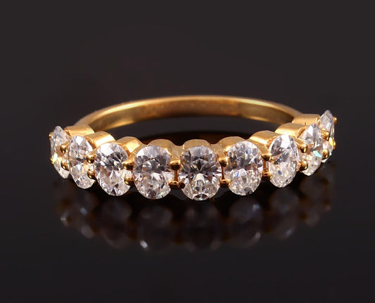 Lab Created Diamond Half Eternity Ring, IGI Certified Ring, Oval Diamond Ring, 14K/18K Solid Gold Ring, Eternity Wedding Band for Women