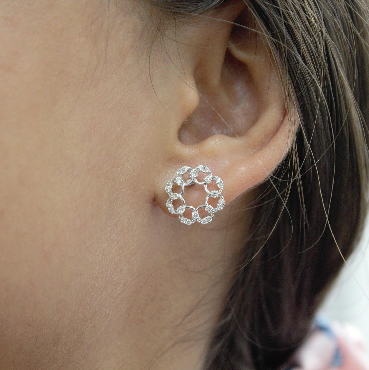 Diamond Jewelry Set in Solid 18k White Gold, Minimalist Pendant Necklace with Stud Earrings, IGI Certified Jewelry, Perfect Gift for Bride