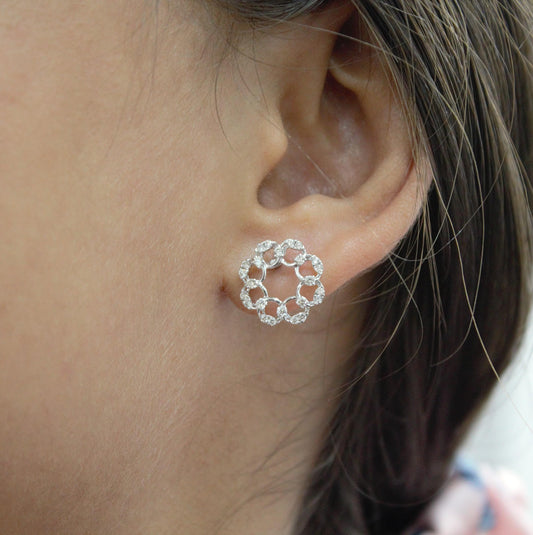 Diamond Jewelry Set in Solid 18k White Gold, Minimalist Pendant Necklace with Stud Earrings, IGI Certified Jewelry, Perfect Gift for Bride