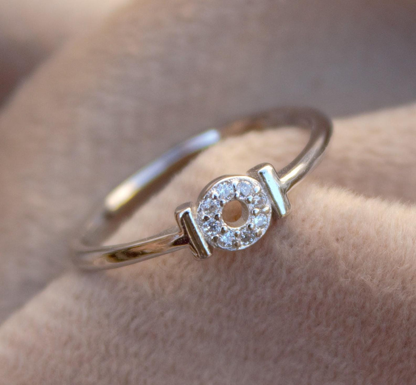 Round Silver CZ Ring, Tiny Silver Ring, Dainty Cubic Zirconia Ring, Handmade Vintage Ring, Promise Ring, Silver CZ Jewelry, Ready To Ship