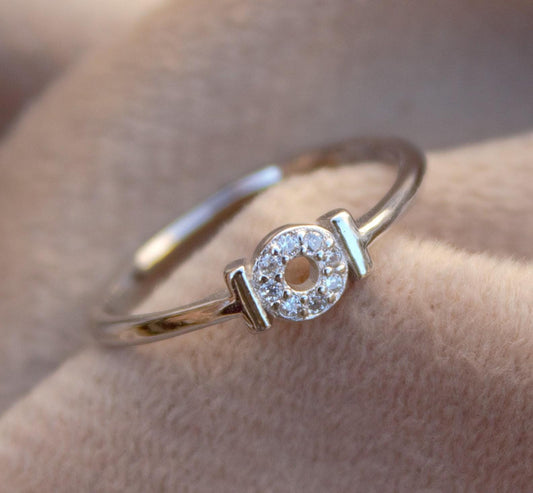 Round Silver CZ Ring, Tiny Silver Ring, Dainty Cubic Zirconia Ring, Handmade Vintage Ring, Promise Ring, Silver CZ Jewelry, Ready To Ship