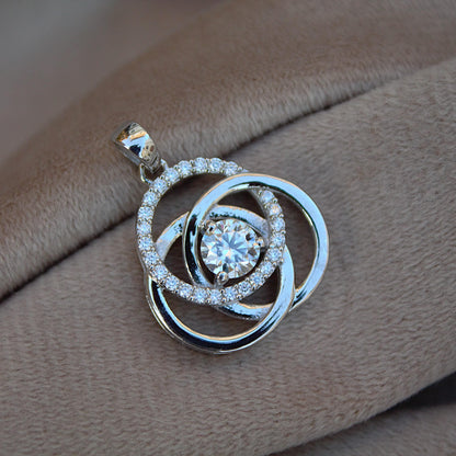 Moissanite 925 Sterling Silver Designer Pendant, Lightweight Travel Jewelry for Women, Vintage Style Silver Pendant, Perfect Birthday Gift