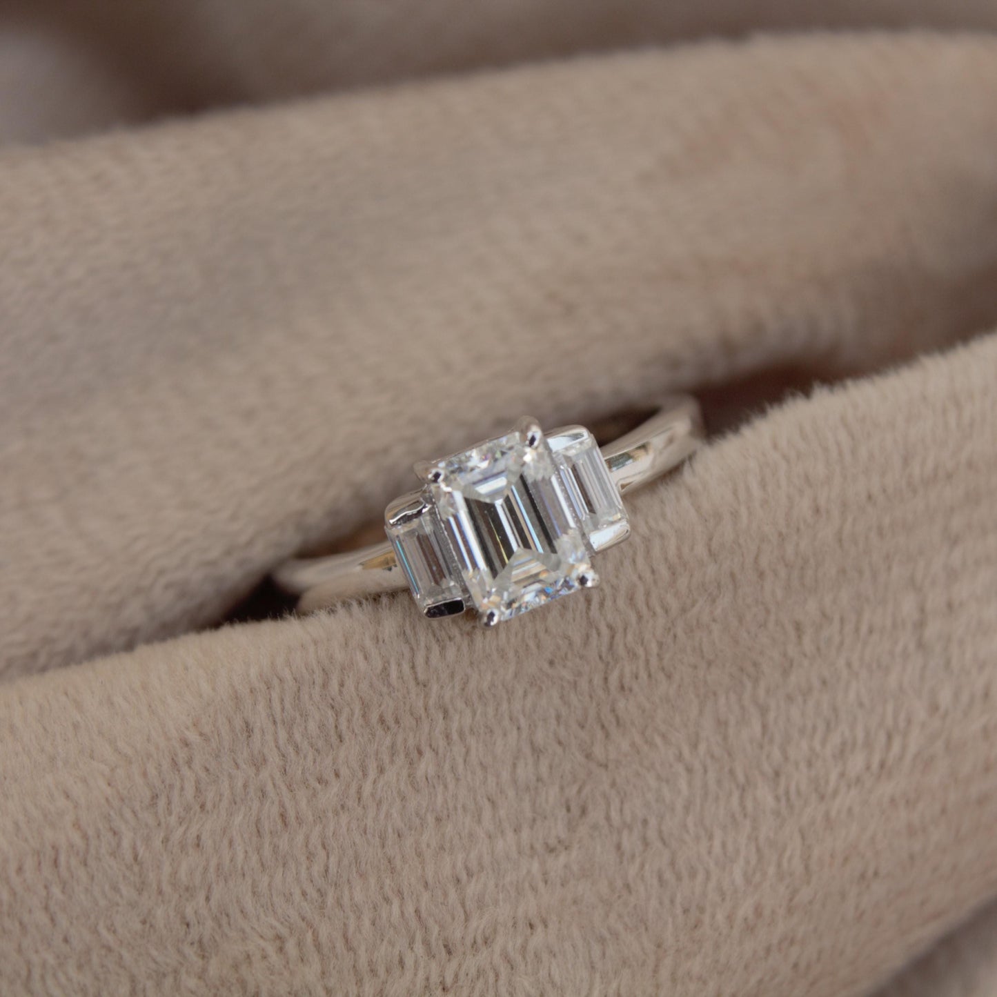 Emerald Cut Moissanite White Stone Ring, 925 Sterling Silver Statement Ring for Bride, Wedding/Engagement Silver Ring, Valentines Day Gift