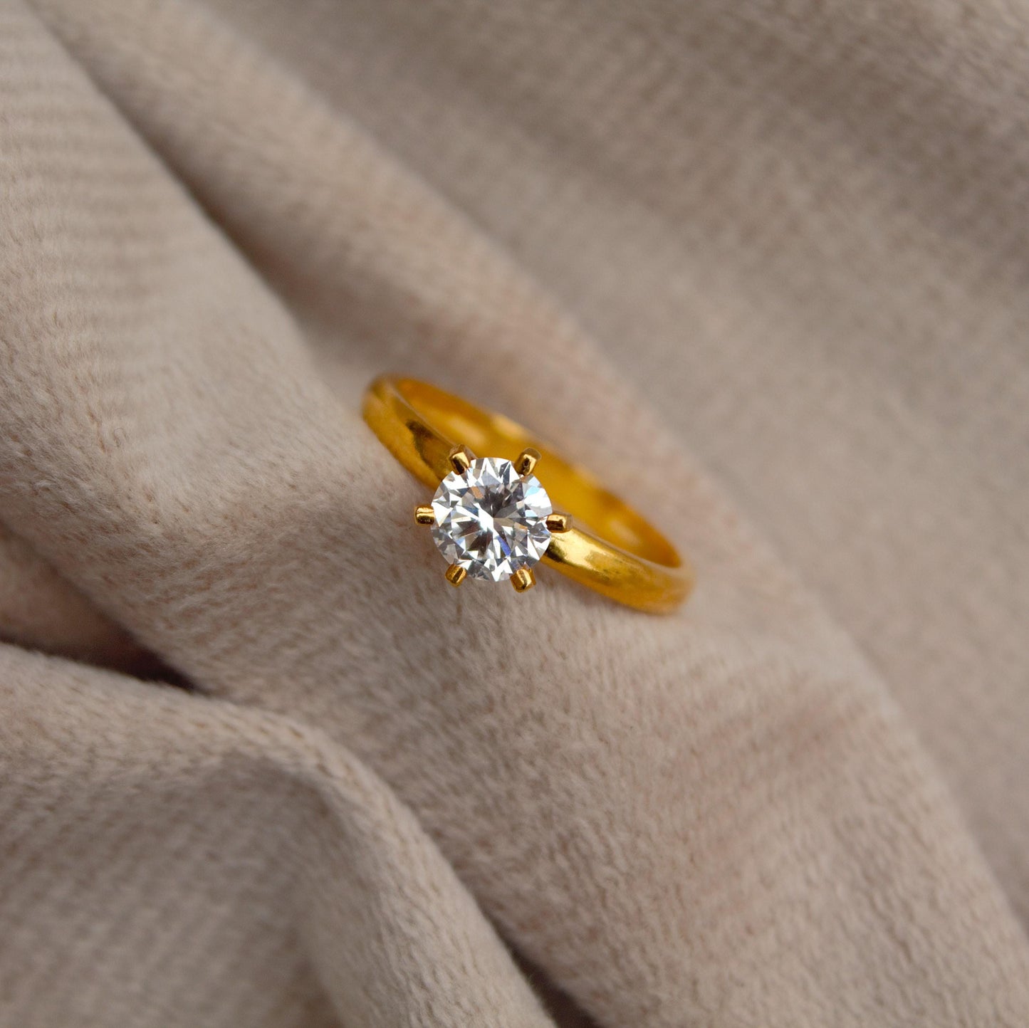 5.50 MM Round HPHT Ring, 14K Solid Gold 5.5 US Ring Diamond Ring, Lab Grown Diamond Single Stone Ring, Perfect For Anniversary Gift