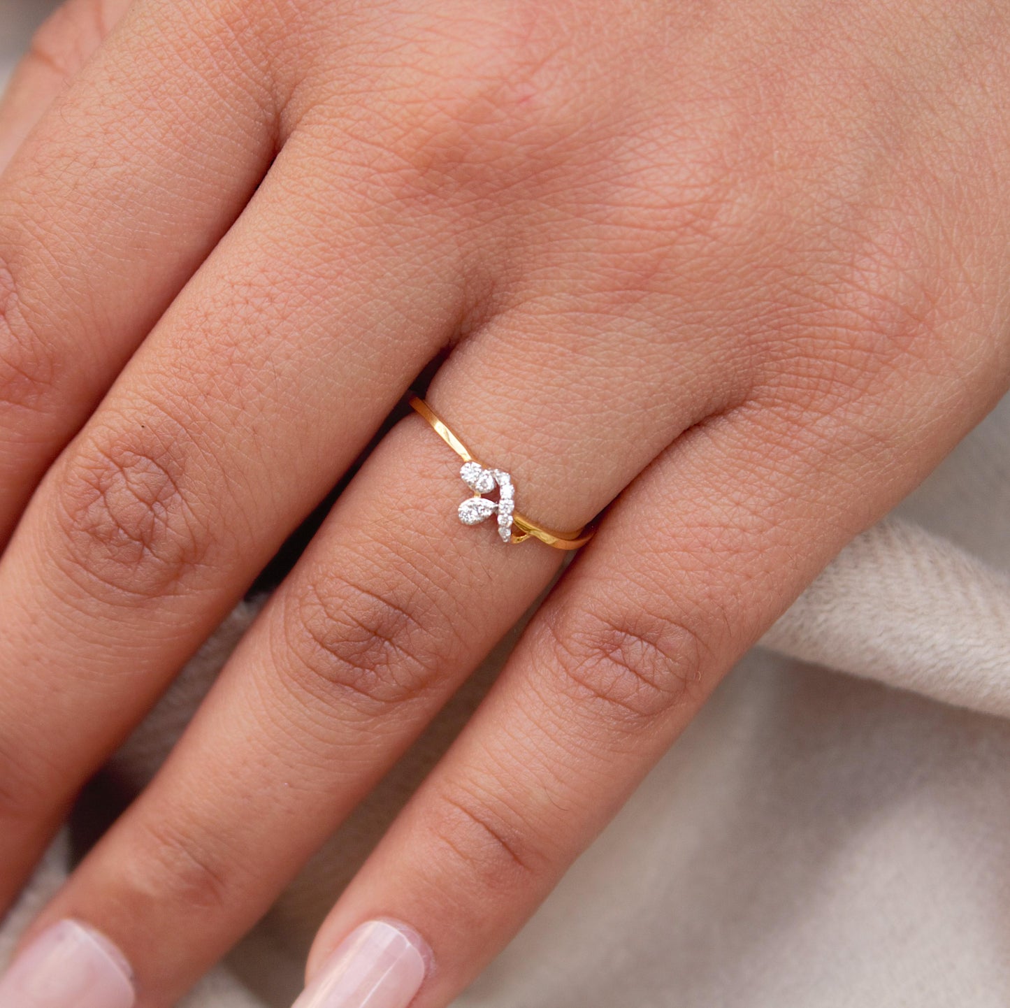 Dainty Natural Diamond Ring With Solid Gold, 18K Gold Jewelry, IGI Certified Diamond Jewelry, Minimalist Gold Wedding Gift for Women