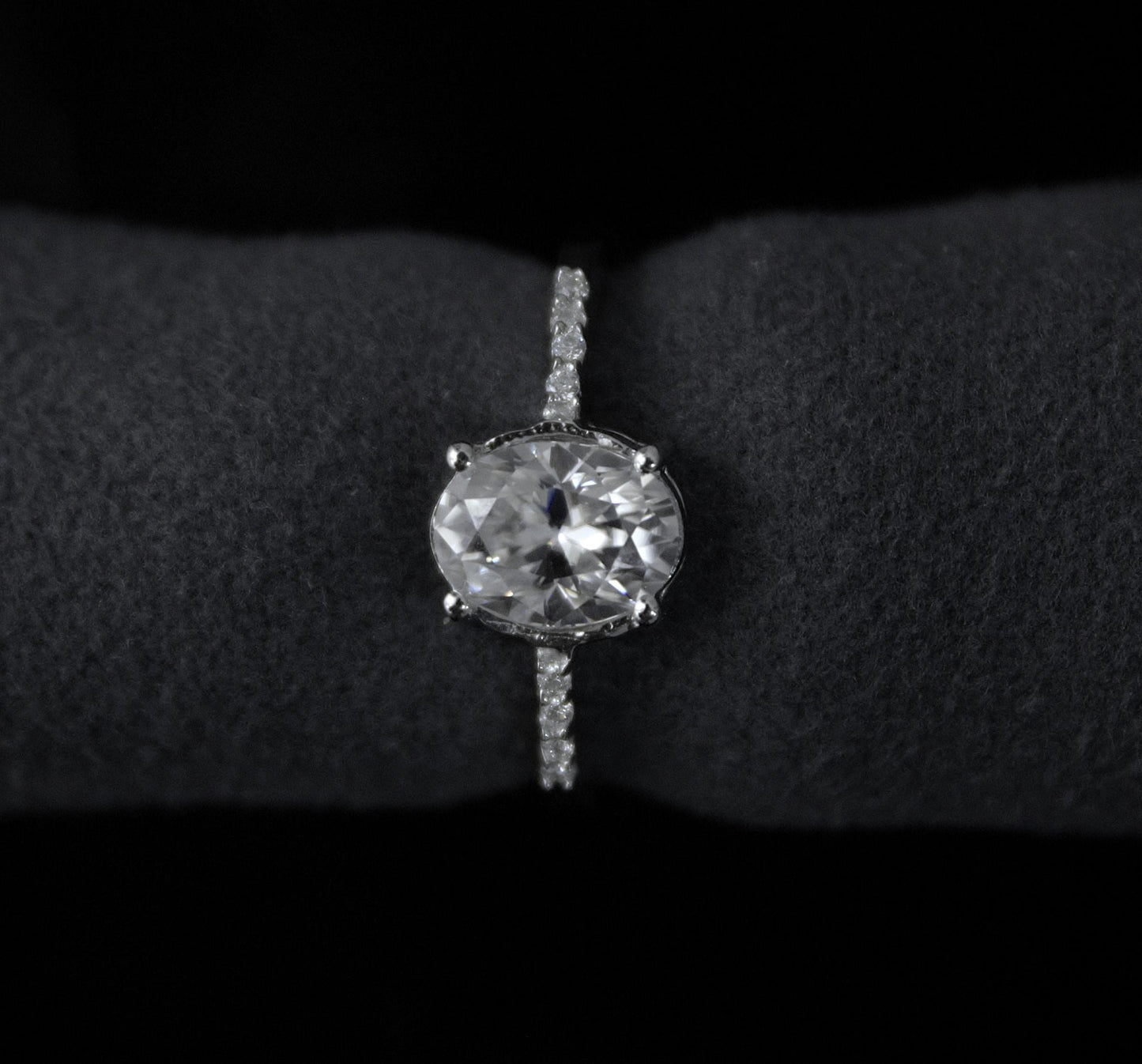 Oval Cut Moissanite Ring, Lightweight Silver Ring for Girlfriend, Minimalist Moissanite Ring, Daily Wear Silver Ring, Cluster Silver Ring