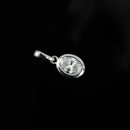 Tiny Moissanite Classic Single Stone Pendant, 925 Silver Oval Cut Pendant, Minimalist Travel Jewelry, Solitaire Moissanite Jewelry for Girls