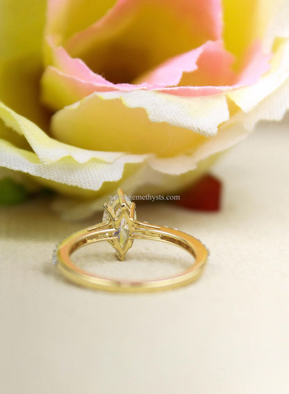 1 Carat Marquise Lab-Grown Diamond Ring, Custom Engagement/Wedding Ring, Statement Gold Ring, CVD/HPHT Diamond Ring, Gold Ring for Her