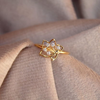 7 US Gold Ring, IGI Certified Diamond Jewelry, 0.08 Carat Natural Diamonds With IGI Certified Diamond Jewelry, Delicate Gold Ring For Gift