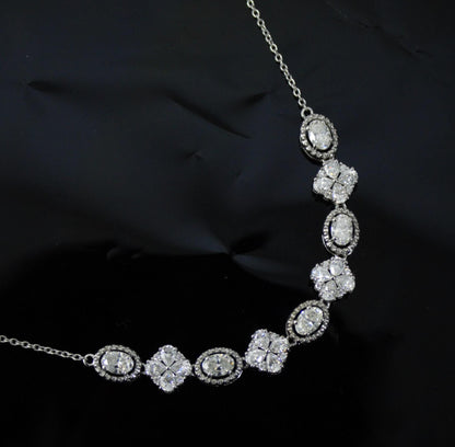 925 Solid Sterling Silver Moissanite Necklace, Minimalist Chain Necklace for Women, White Moissanite Jewelry, Handmade Silver Necklace Gift