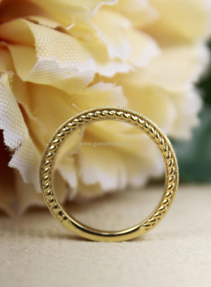 Solid Gold Half Eternity Band, Lab Grown Diamond Engagement Ring, Stackable Halfway Ring, 50 Pointer Diamond Gold Band for Men & Women