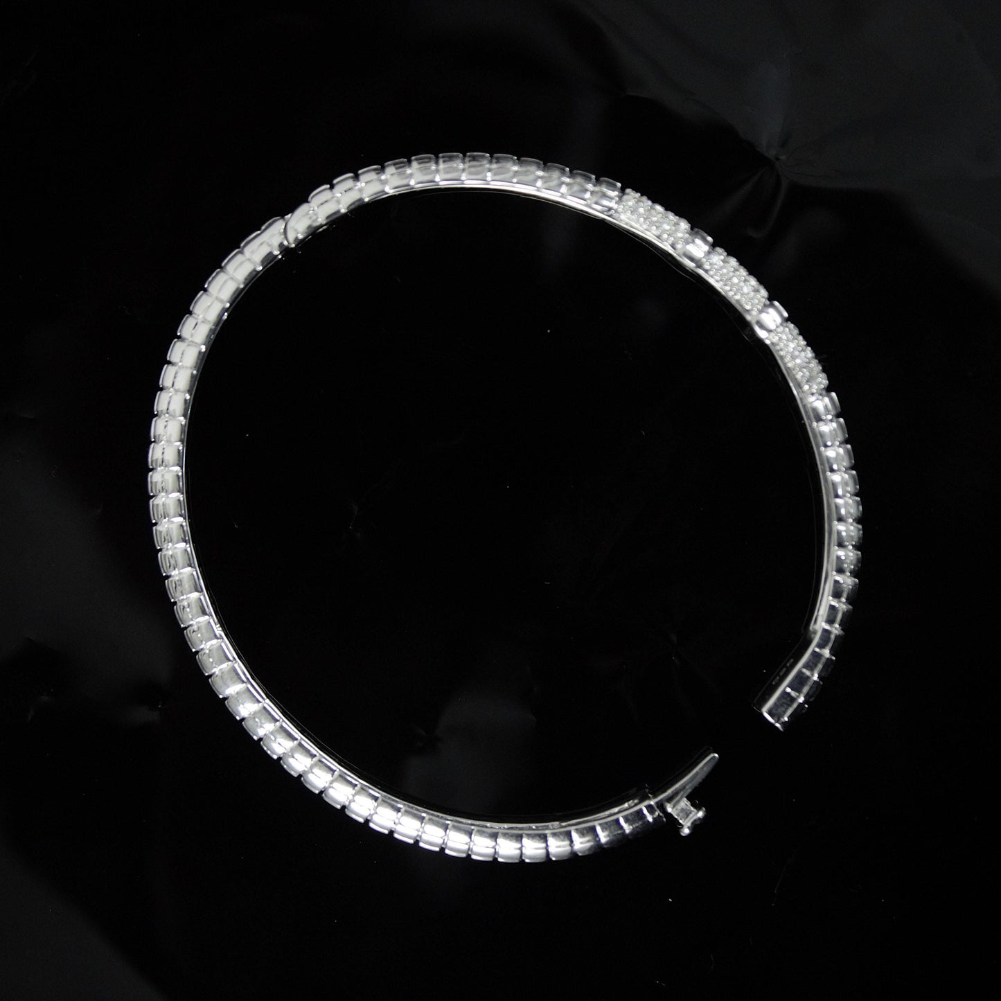 Moissanite Silver Bangle Bracelet For Engagement Gift, 925 Sterling Silver Bracelet Bangle, Delicate Hinged Bracelet,Station Bangle Bracelet