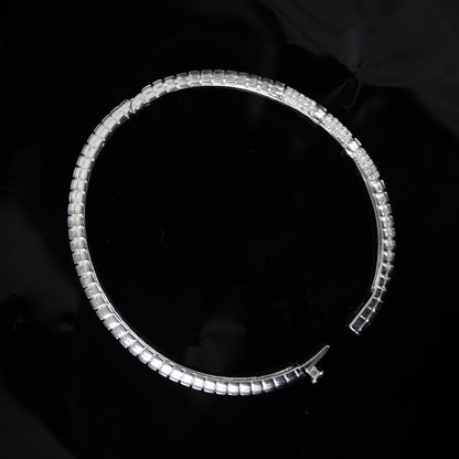 Moissanite Silver Bangle Bracelet For Engagement Gift, 925 Sterling Silver Bracelet Bangle, Delicate Hinged Bracelet,Station Bangle Bracelet