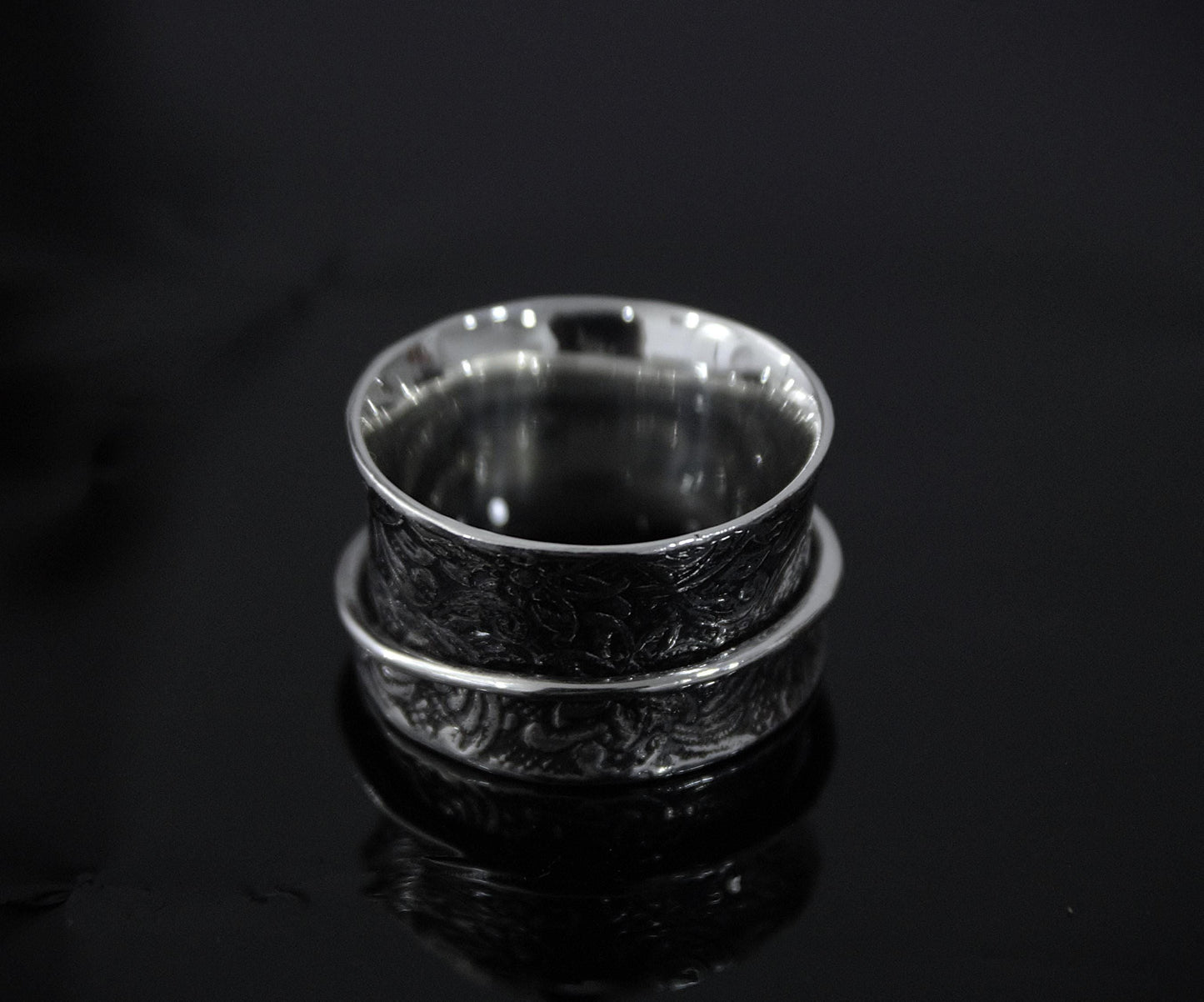 925Sterling Silver Moissanite Spinner Ring, Meditation Ring for Men and Women, Fidget Spinner Ring Silver, Designer Thumb Ring, Anxiety Ring