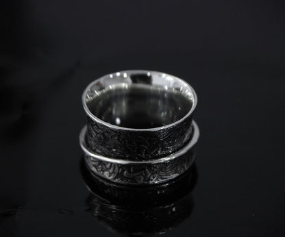 925Sterling Silver Moissanite Spinner Ring, Meditation Ring for Men and Women, Fidget Spinner Ring Silver, Designer Thumb Ring, Anxiety Ring