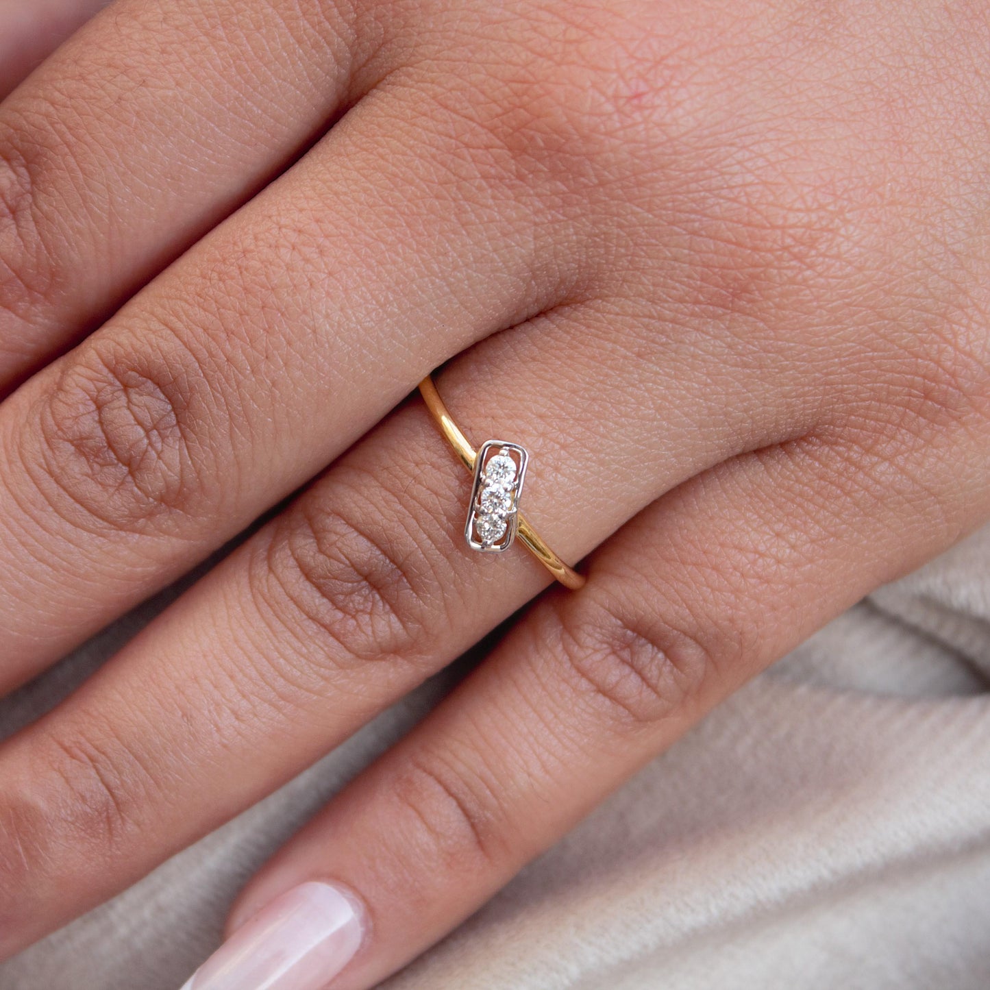 18K Solid Gold Dainty Ring, H-I Color SI Clarity Diamond Gold Ring, Natural Diamond Gold Jewelry, IGI Certified Gold Diamond Jewelry