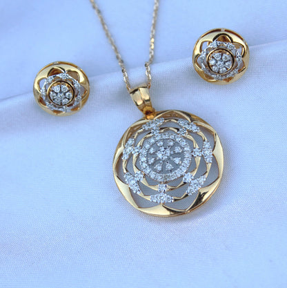 Natural Diamond Halo Cluster Pendant, 18k Solid Yellow Gold Pendant for Wife, IGI Certified Beautiful Diamond Pendant, Designer Elegant Gift