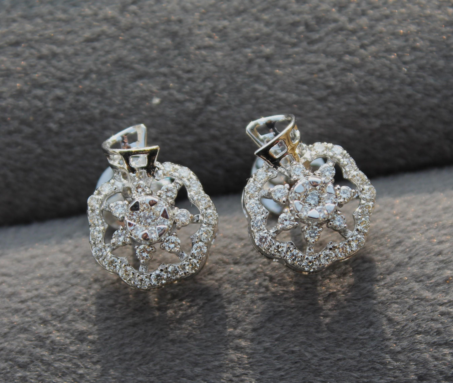 Real Diamond Jewelry Set For Her, IGI Certified Diamond Necklace with Earrings, White Gold Floral Necklace Earring Set, Gift For Special One