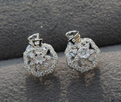 Real Diamond Jewelry Set For Her, IGI Certified Diamond Necklace with Earrings, White Gold Floral Necklace Earring Set, Gift For Special One