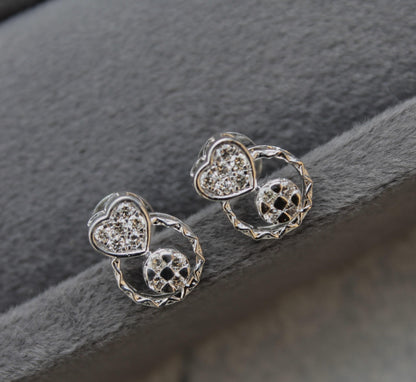 White Gold Diamond Earrings Necklace Set, 18K Gold Diamond Jewelry, IGI Certified Jewelry, Heart Shape Jewelry Perfect For Valentines Gift