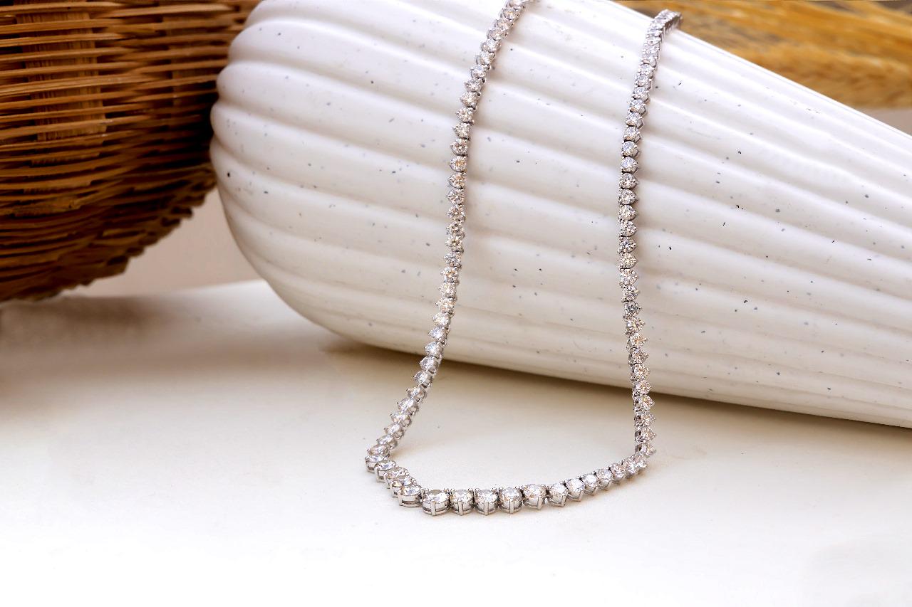 Lab Diamond Tennis Necklace, 16-20 Tcw Graduation Necklace, Infinity Diamond Chain, Three Prong Necklace, Statement Jewelry Bridal Gifts