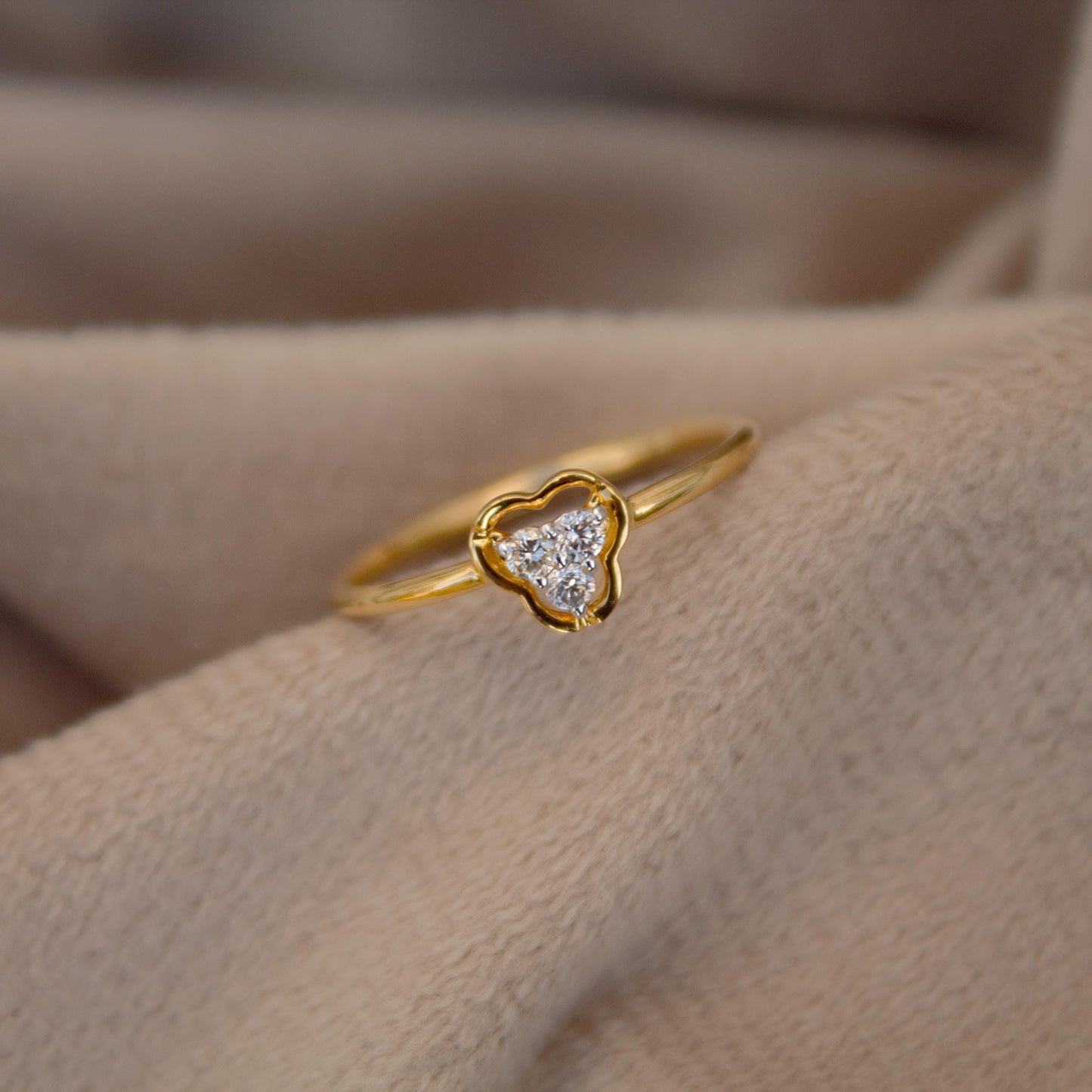 H- I Color With VS - SI Clarity Natural Diamonds, Lightweight Three Stone Gold Ring, 18K Solid Gold With Natural Diamond Ring, 7US Gold Ring