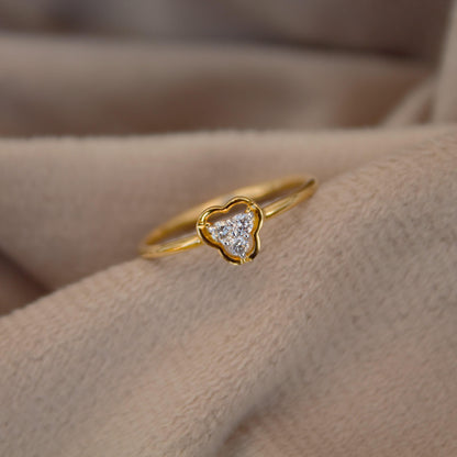 H- I Color With VS - SI Clarity Natural Diamonds, Lightweight Three Stone Gold Ring, 18K Solid Gold With Natural Diamond Ring, 7US Gold Ring