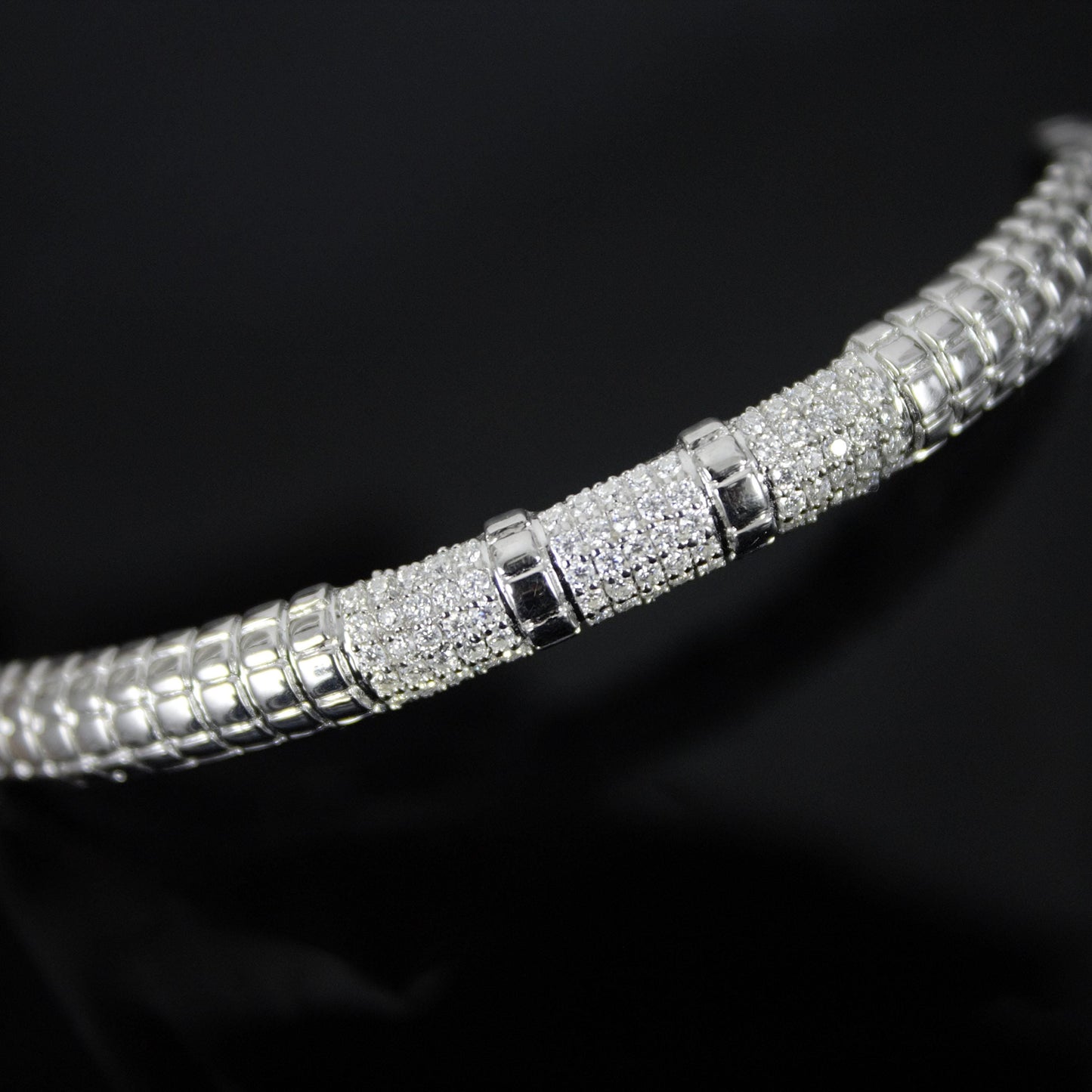 Moissanite Silver Bangle Bracelet For Engagement Gift, 925 Sterling Silver Bracelet Bangle, Delicate Hinged Bracelet,Station Bangle Bracelet