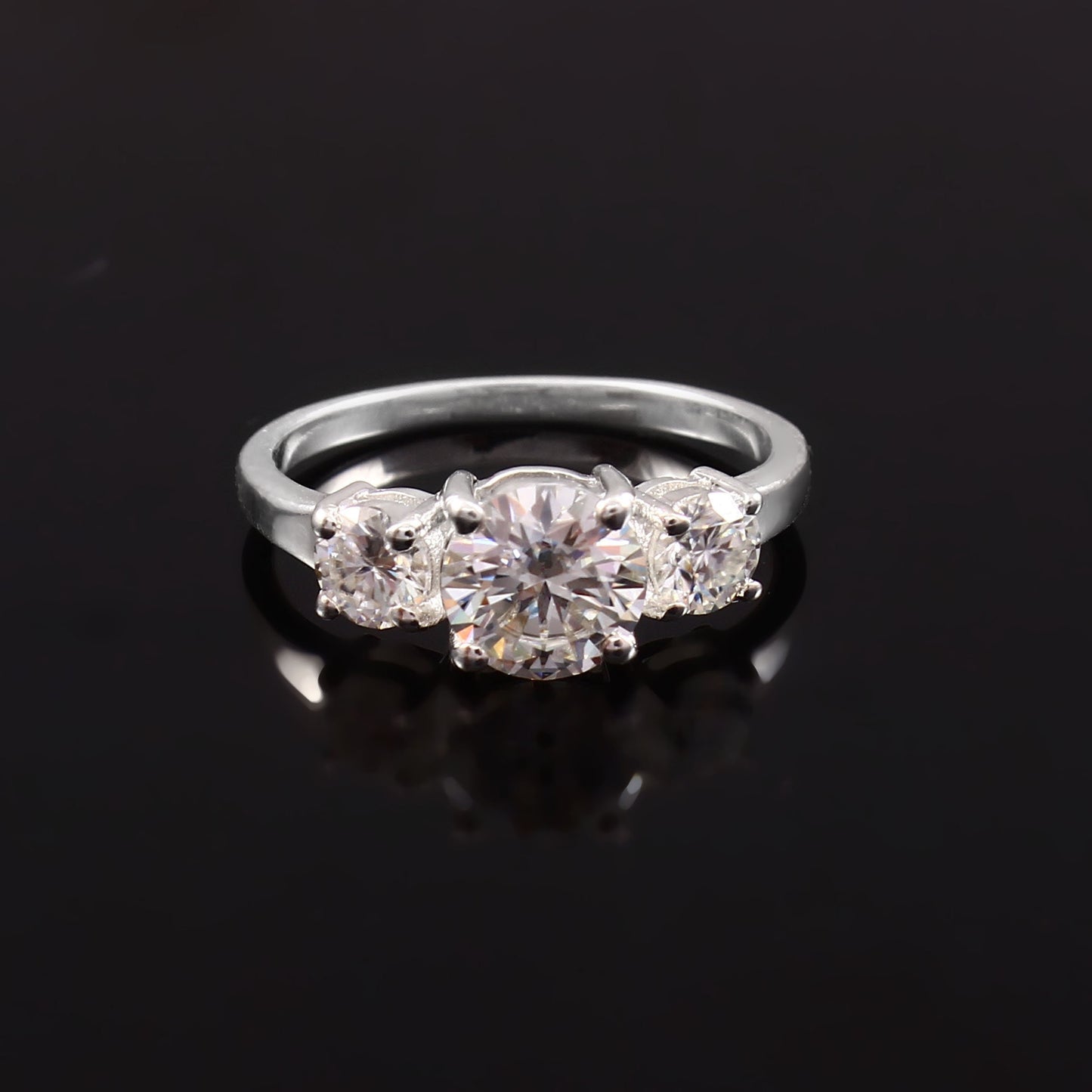 Lab Grown Diamond- Trio Stone Diamond Ring- Lab Created Diamond Jewelry- Lab Diamond Ring- IGI Certified Diamond- Round HPHT Diamond Rings