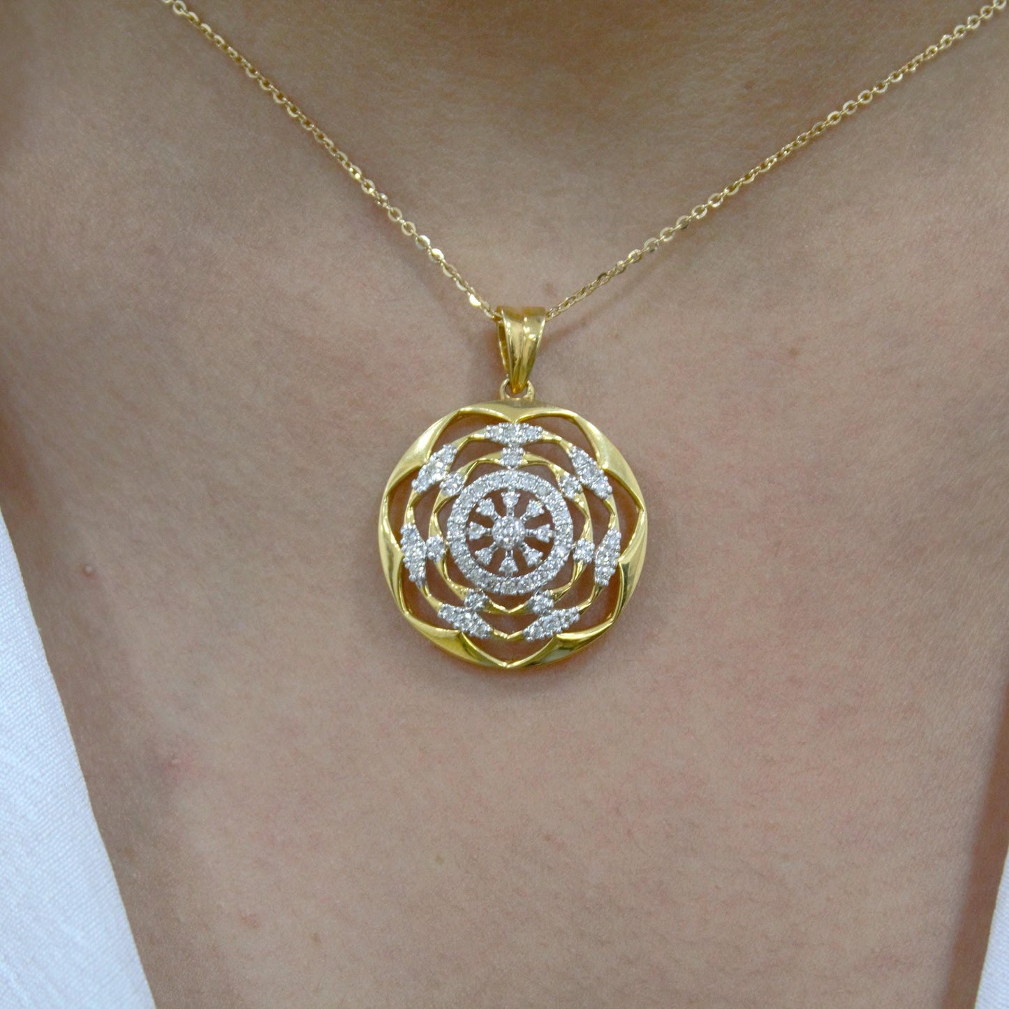 Natural Diamond Halo Cluster Pendant, 18k Solid Yellow Gold Pendant for Wife, IGI Certified Beautiful Diamond Pendant, Designer Elegant Gift