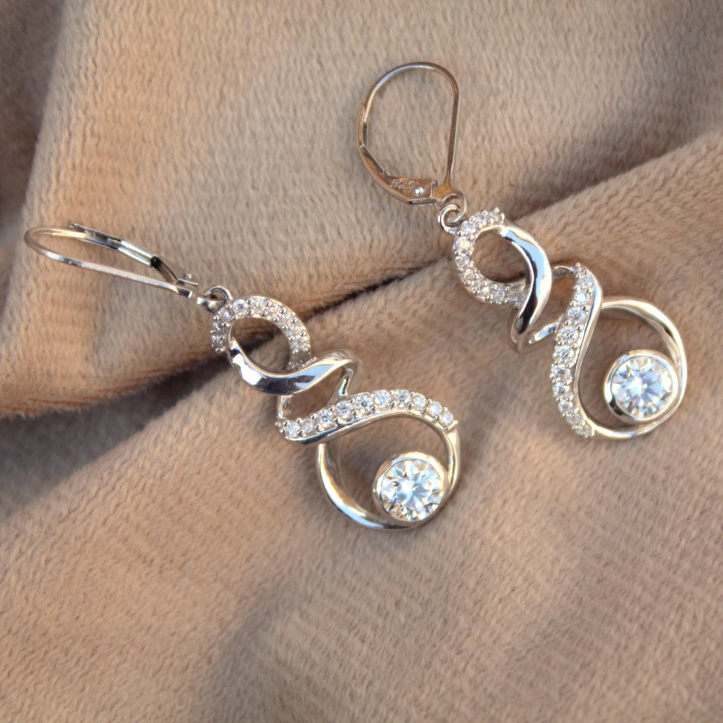 Moissanite Dangle Earring, Lever Back 925 Sterling Silver Earrings, Drop & Dangle Earrings for Women, Beautiful Birthday Gift for Daughter