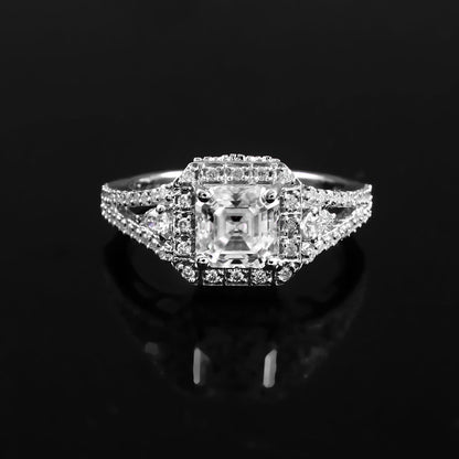 Lab Diamond Asscher Cut Ring, Designer Statement Ring, Solid Gold Ring, Brilliant Cut Diamond Ring, Perfect Engagement Gift for Bride