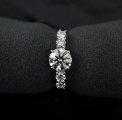 Round Cut Moissanite Ring in 925 Sterling Silver, Solitaire Silver Ring, Stackable Propose Ring, Engagement Gift for Bride, Statement Ring