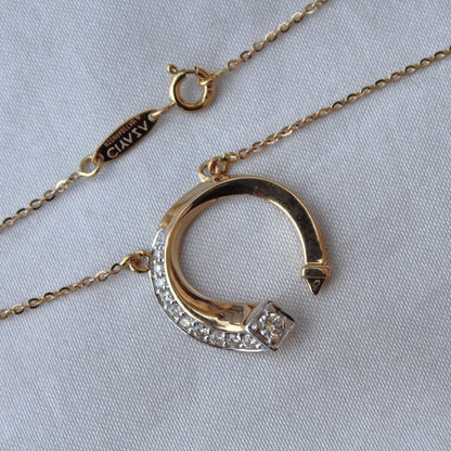 Yellow 18K Gold Necklace with Stud Earrings, Natural Diamond Jewelry Set, Minimalist Dainty Gold Jewelry, Perfect Anniversary Gift for Wife