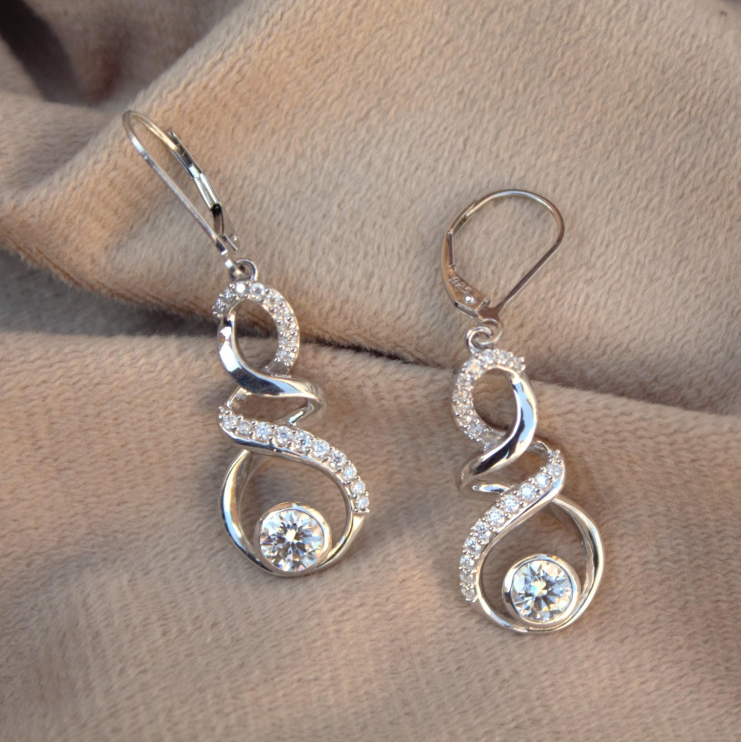 Moissanite Dangle Earring, Lever Back 925 Sterling Silver Earrings, Drop & Dangle Earrings for Women, Beautiful Birthday Gift for Daughter