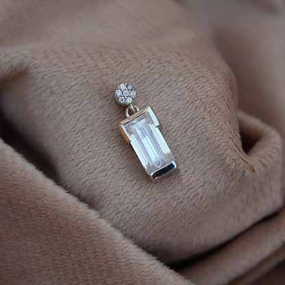 Sterling Silver Moissanite Baguette Pendant, Brilliant Cut Silver Jewelry, Minimalist Moissanite Pendant – 925 Sterling Silver Charm Gift