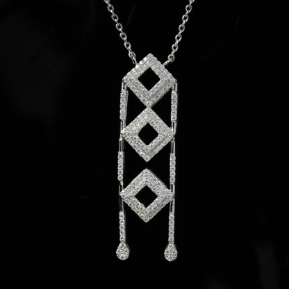 Designer Moissanite Pendant With Chain, 925 Sterling Silver Moissanite Chain Necklace, Elegant Beautiful Anniversary Gift For Special One