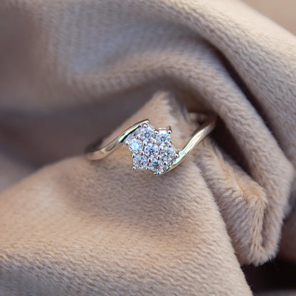 Round Cut Floral Wedding Ring, Colorless Moissanite Ring, 925 Sterling Silver Ring for Women, Statement Moissanite Jewelry, Propose Ring