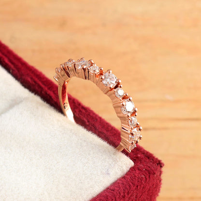 Half Eternity Wedding Band, Lab Grown Diamond Band, Gold Ring, Eternity Pave Diamond Band, Stacking Moissanite Band, Bridal Engagement Ring