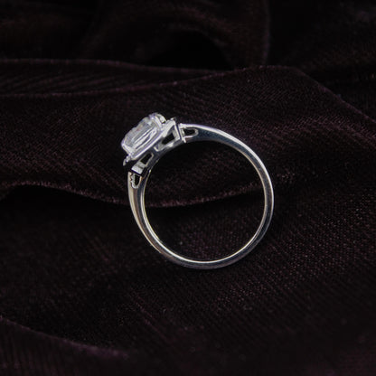 Sterling Silver Moissanite Emerald Cut Ring, 925 Silver Jewelry for Men, Vintage Style Solitaire Ring, Perfect Engagement Ring for Groom