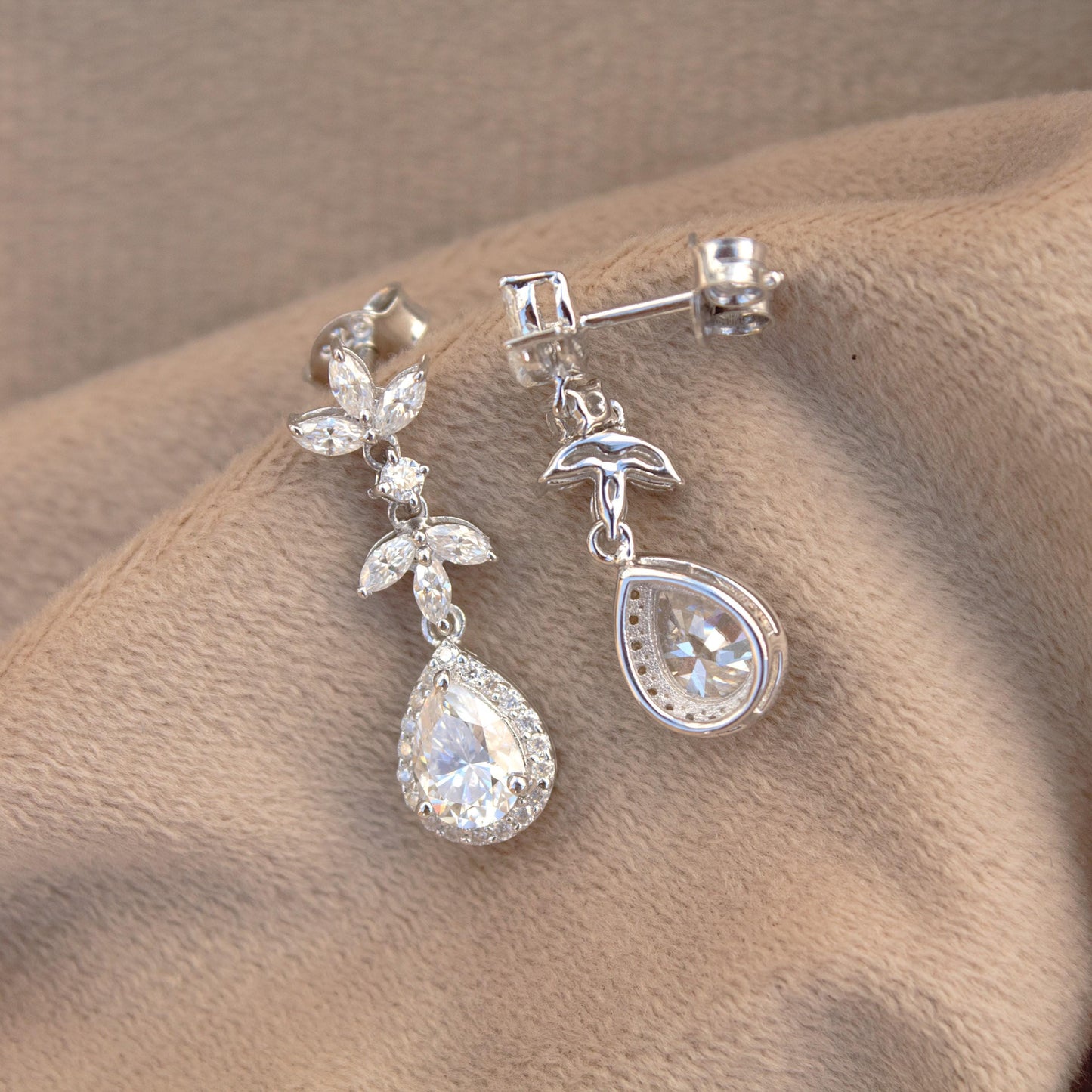 Teardrop Moissanite Earrings in 925 Sterling Silver, Drop and Dangle Earrings, Designer Statement Earrings for Women, Prefect Gift for Bride