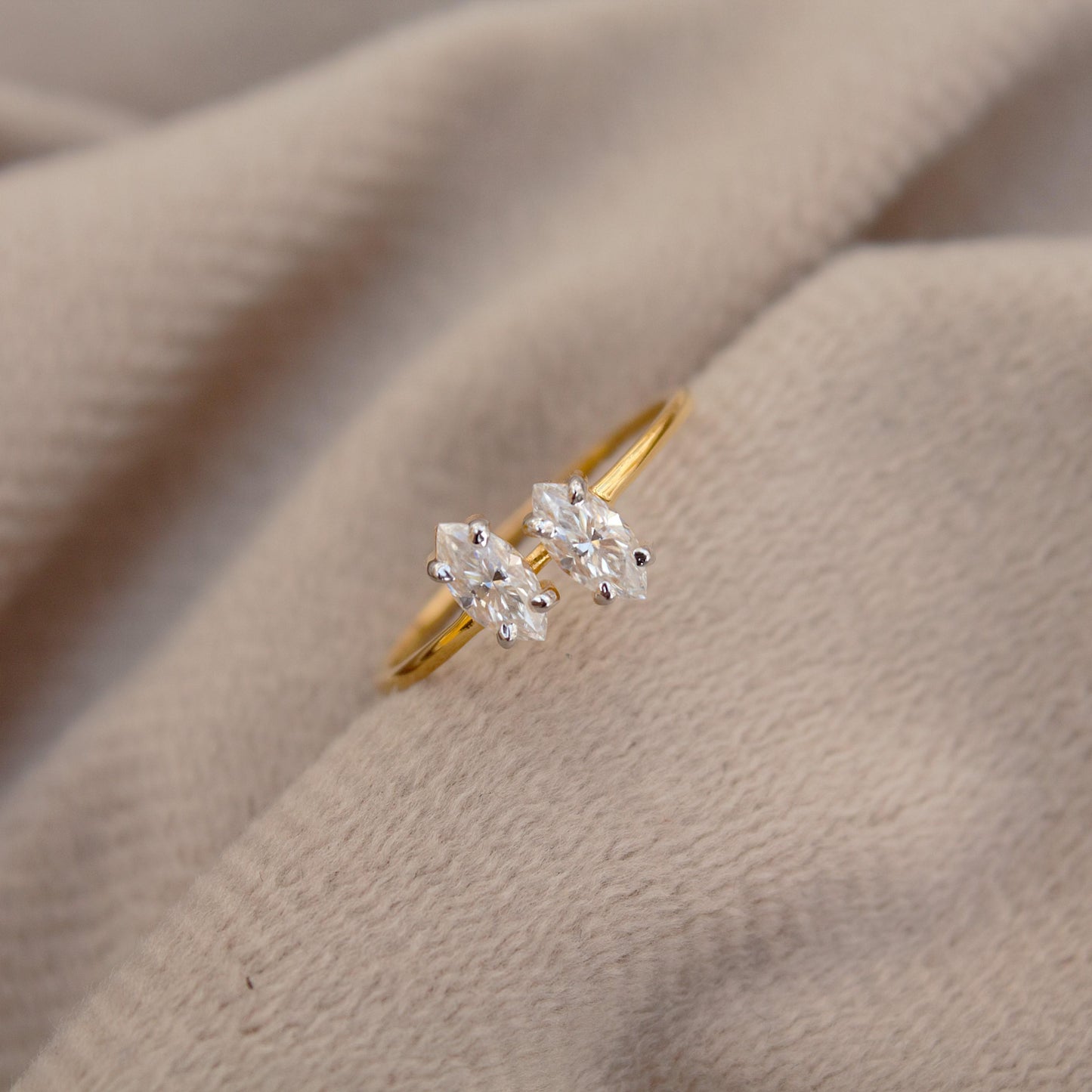 6X3 MM Marquise Cut Ring, Lightweight Travel Gold Ring, 1 Gram Moissanite Gold Ring, 18K Solid Gold Jewelry, Graduation Gift For Daughter