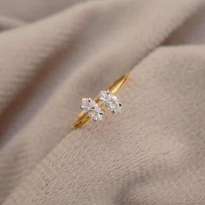 6X3 MM Marquise Cut Ring, Lightweight Travel Gold Ring, 1 Gram Moissanite Gold Ring, 18K Solid Gold Jewelry, Graduation Gift For Daughter