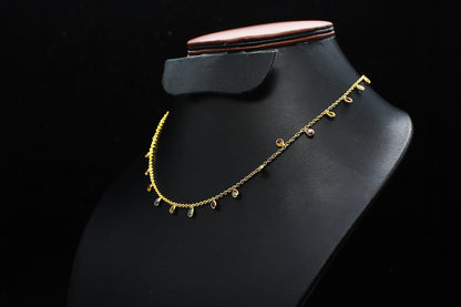 Multi Sapphire Charm Necklace, Rainbow Sapphire Jewelry, 925 Sterling Silver Necklace, Handmade Necklace for Bride, Minimalist Necklace