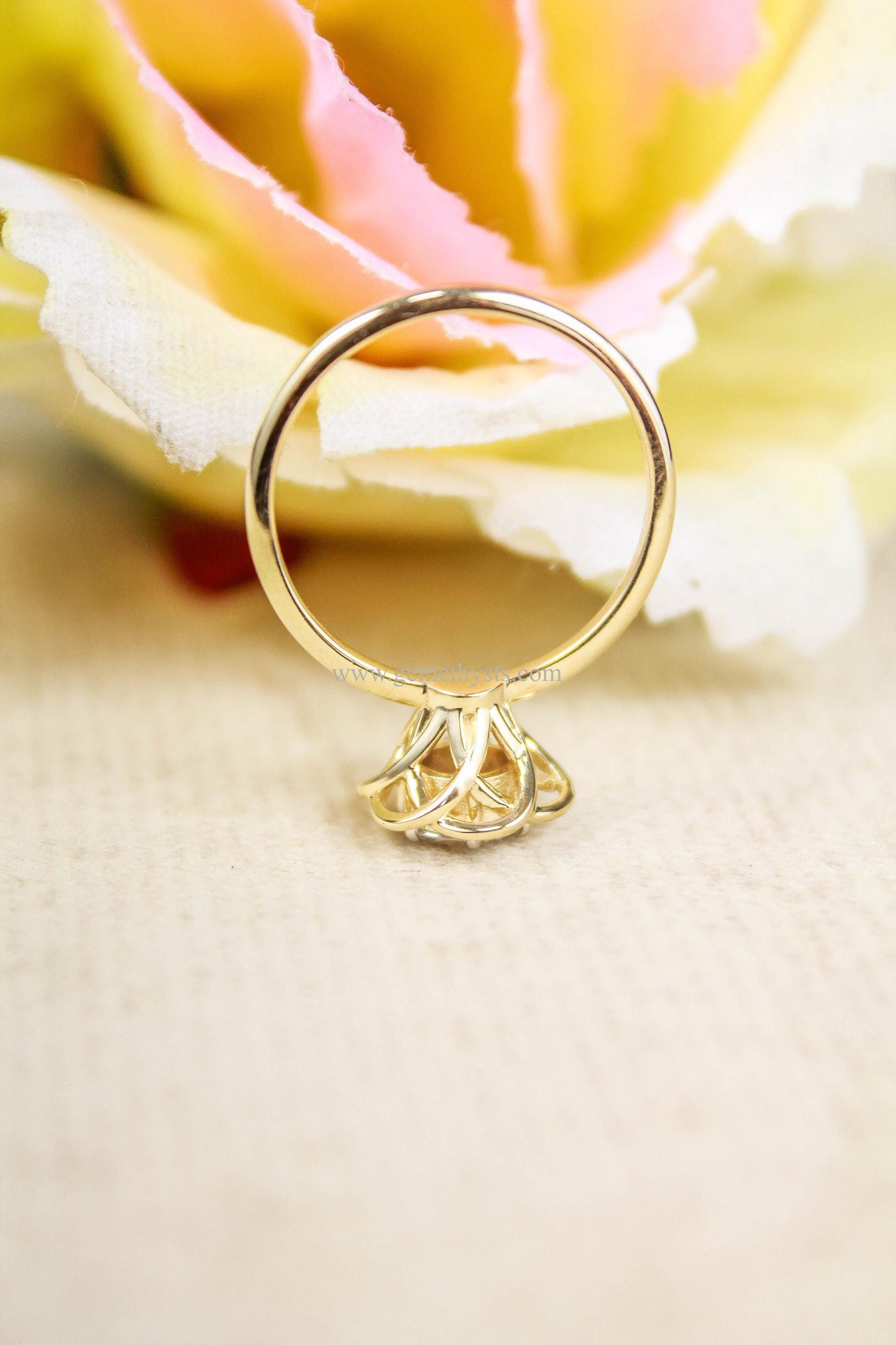 Lab Grown Diamond Solitaire Ring, 14K/18K Gold Ring, Flower Shape Anniversary Ring, 6 MM Round Diamond Ring, Gold Diamond Jewelry 0.75 Carat